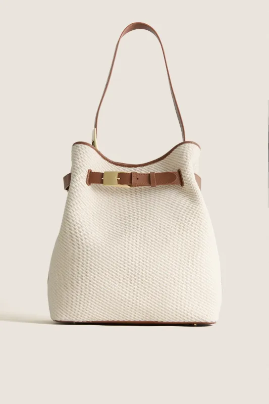 Ecru and Cognac Belt Bag made by Tuckernuck