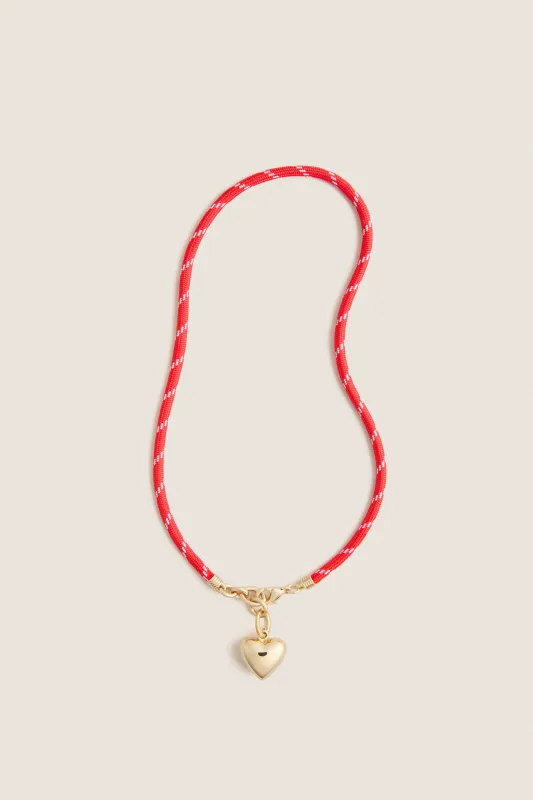 Red and Gold Happy Cord Charm Necklace with Puffy Heart Charm sold by Tuckernuck