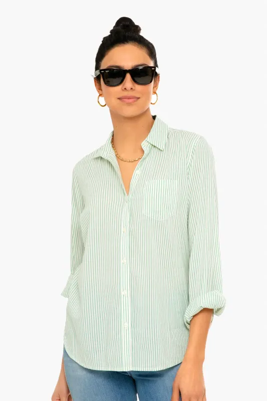 Green Pinstripe Grace Classic Shirt sold by Tuckernuck