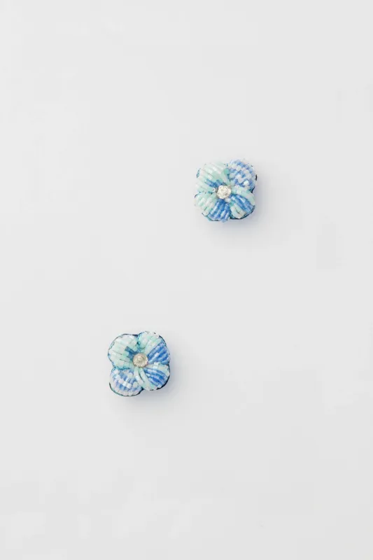 Exclusive Blue Alessandra Floral Studs sold by Tuckernuck