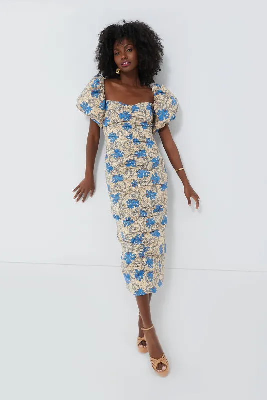 Beige Mosaic Bloom Tessa Dress made by Rhode