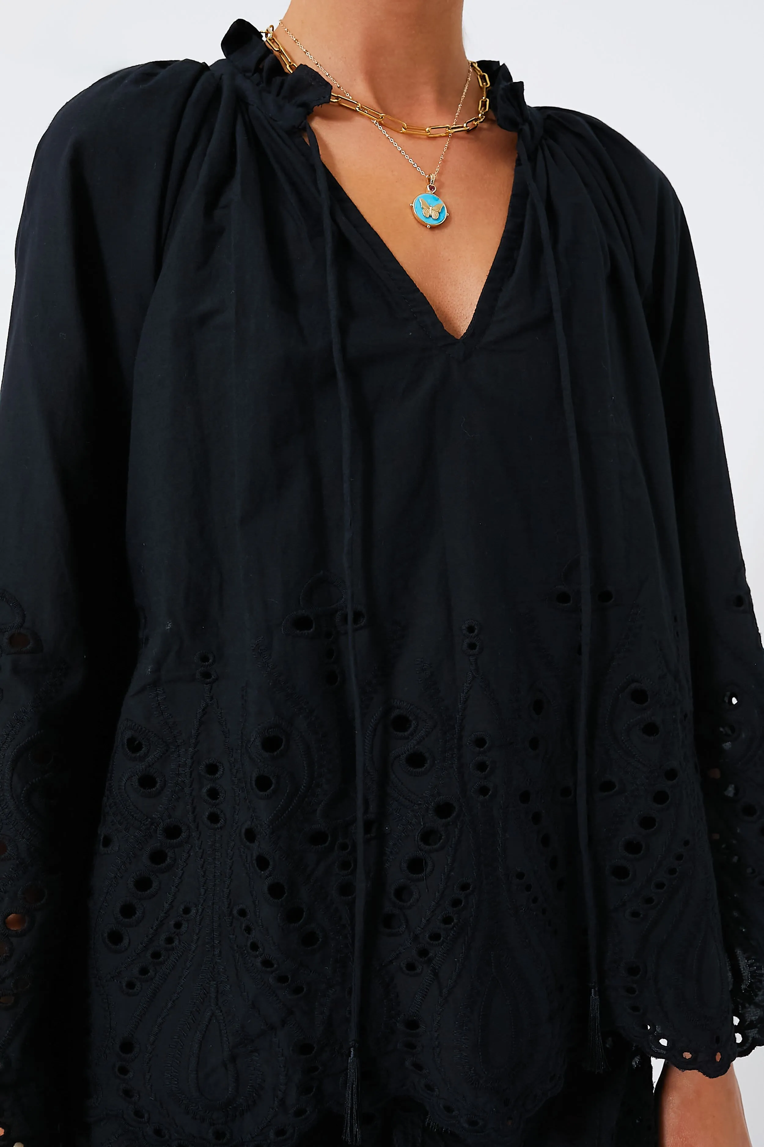Tangier Border Embroidered Nero Penny Blouse sold by Tuckernuck product image thumbnail 5
