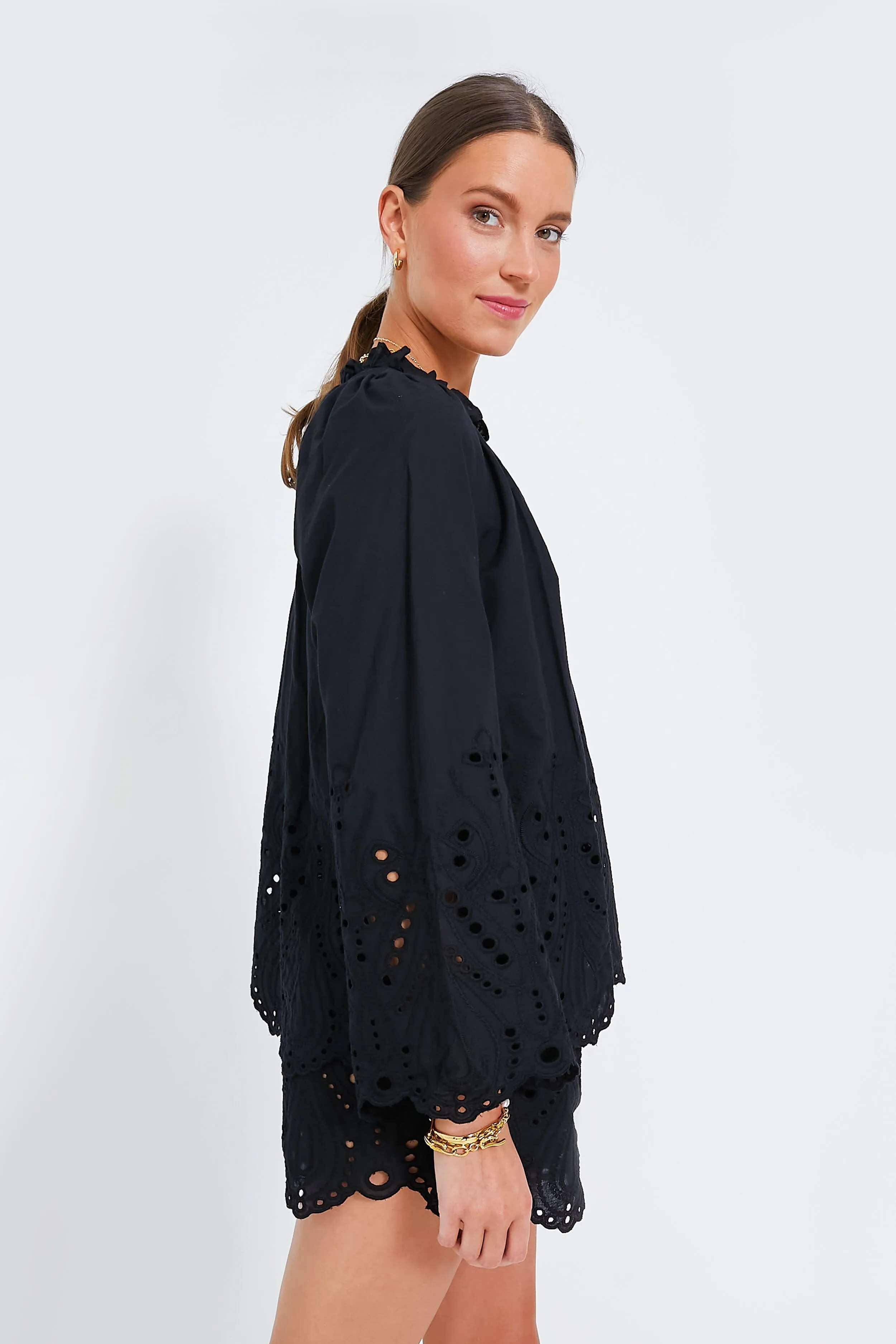 Tangier Border Embroidered Nero Penny Blouse sold by Tuckernuck product image thumbnail 3