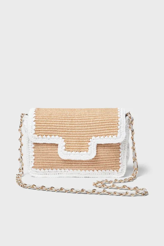 Natural and White Woven Shoulder Bag made by Tuckernuck