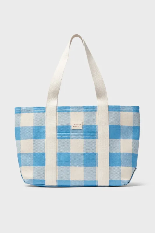Blue and Cream Gingham Bennett Tote made by Loeffler Randall