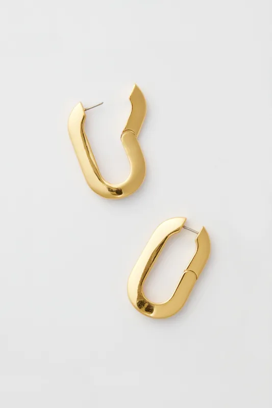 Gold Mega U-Link Earrings made by JENNY BIRD