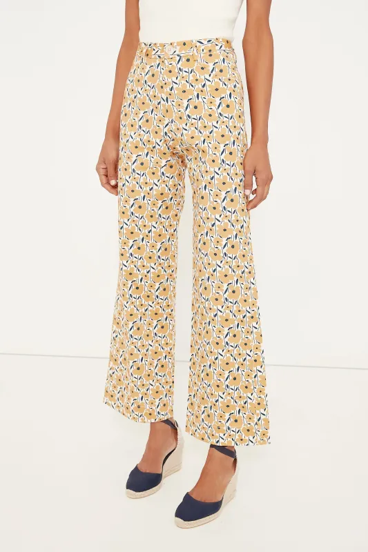 Sharon's Flowers Gold Everyday Pant made by Emerson Fry