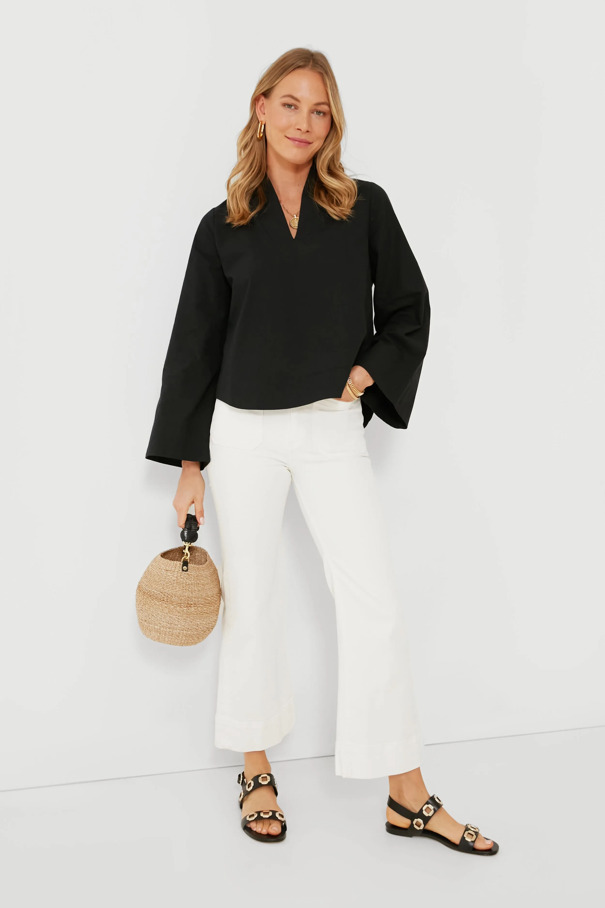 Black Leather Milan Flat Sandals sold by Tuckernuck product image thumbnail 3