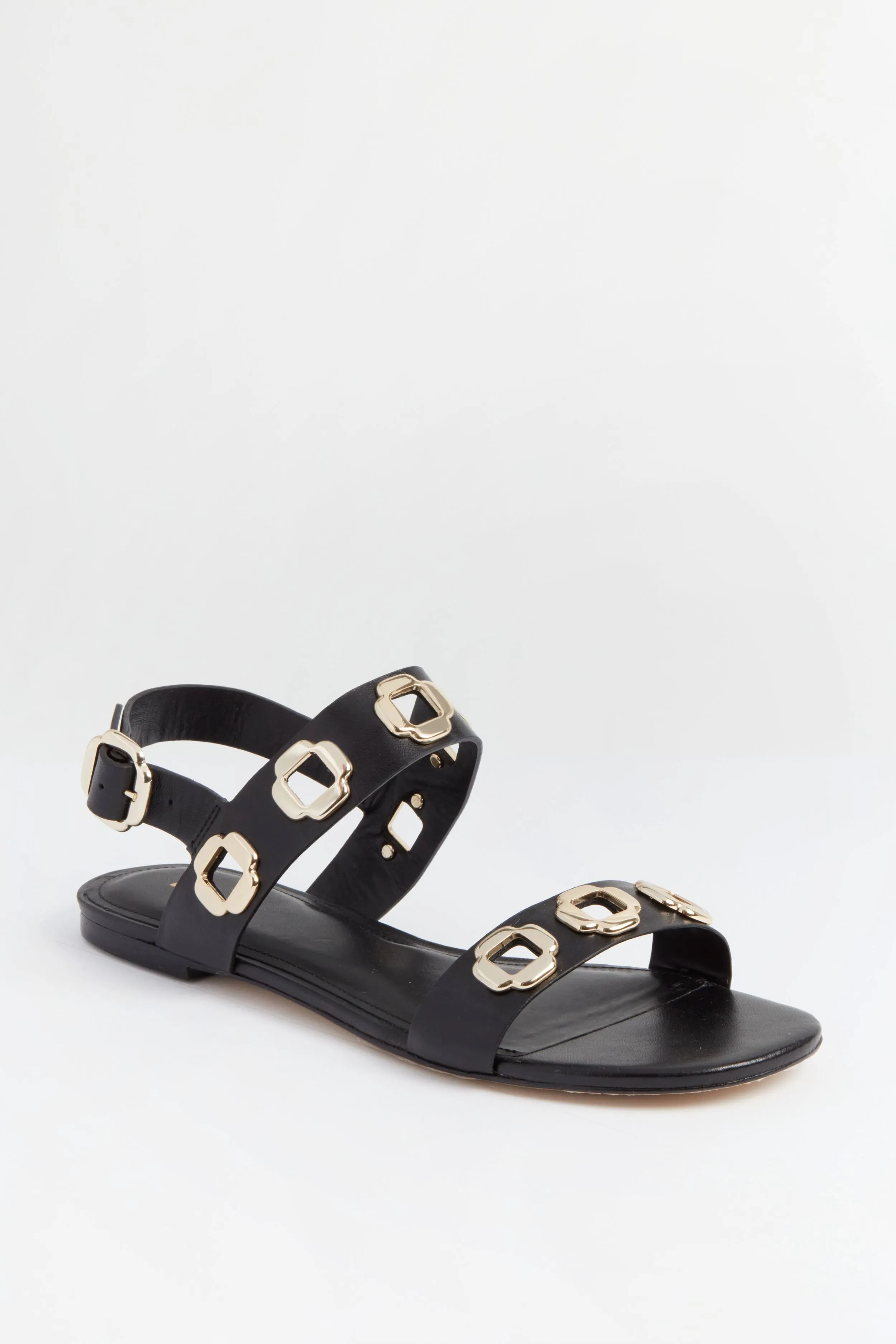 Black Leather Milan Flat Sandals sold by Tuckernuck