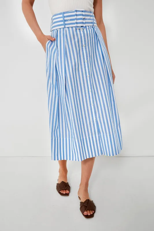 Sea Stripe Kingsley Skirt made by STAUD
