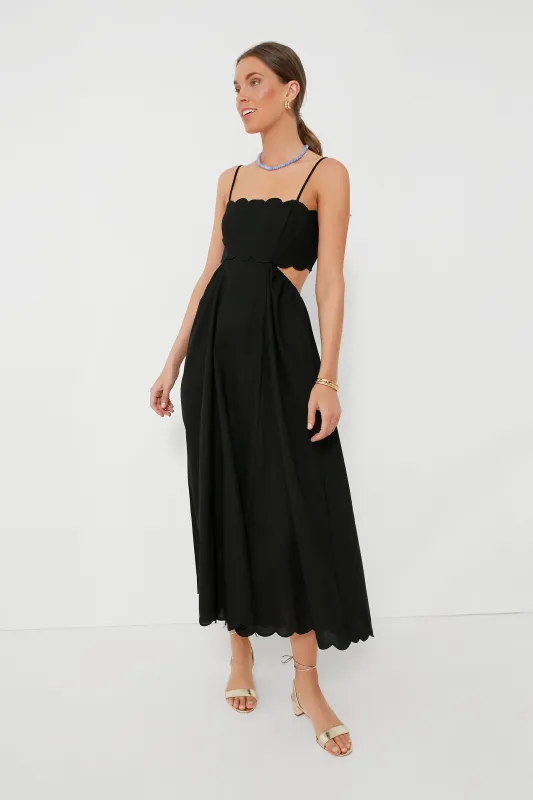Black Scallop Hem Dress made by Moon River