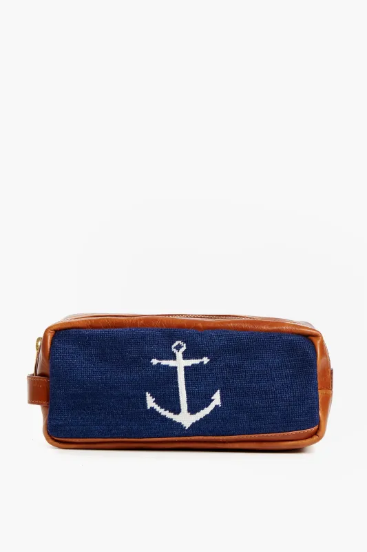 Navy Anchor Needlepoint Toiletry Bag made by Tuckernuck