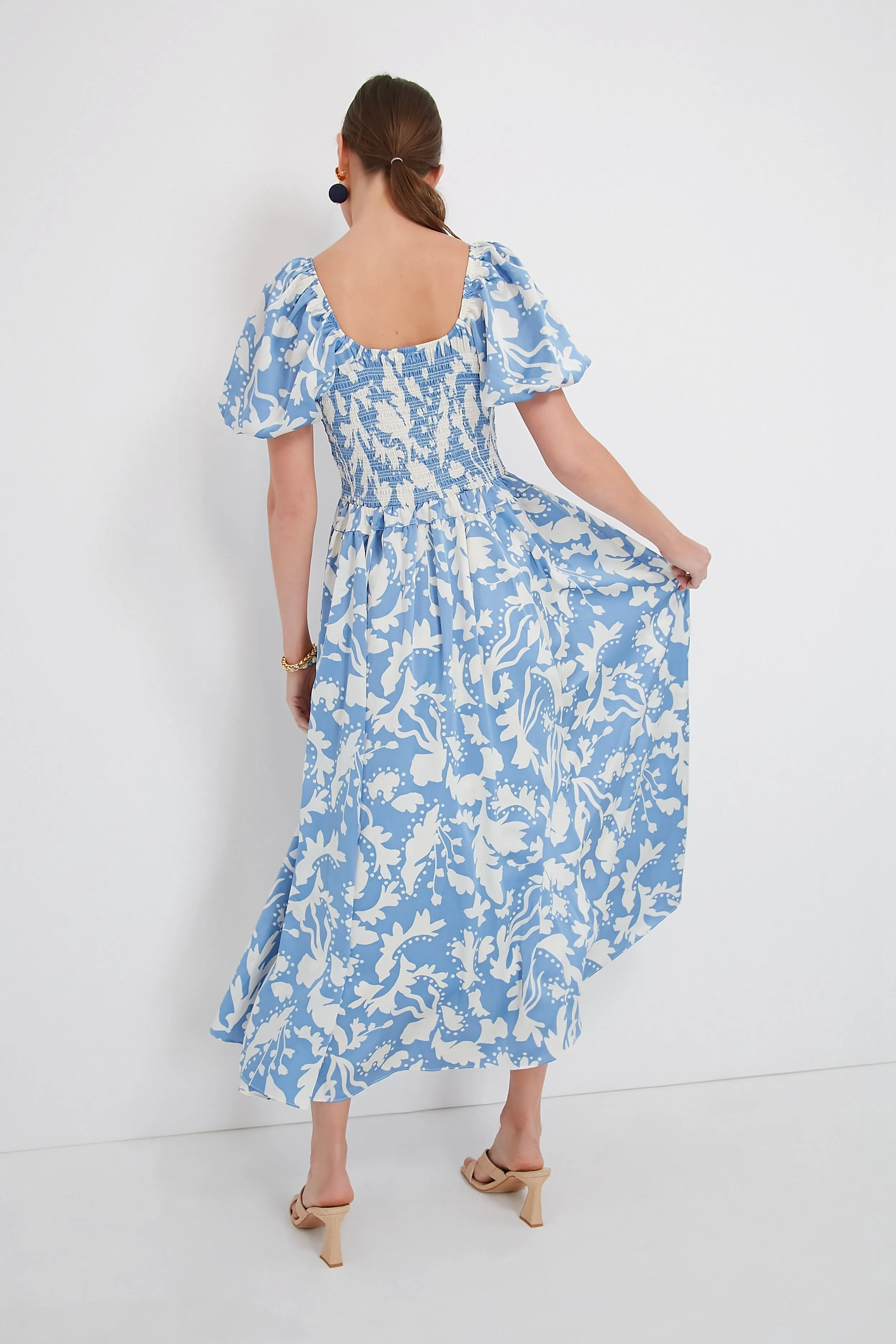 Blue Puff Sleeve Midi Dress sold by Tuckernuck product image thumbnail 4
