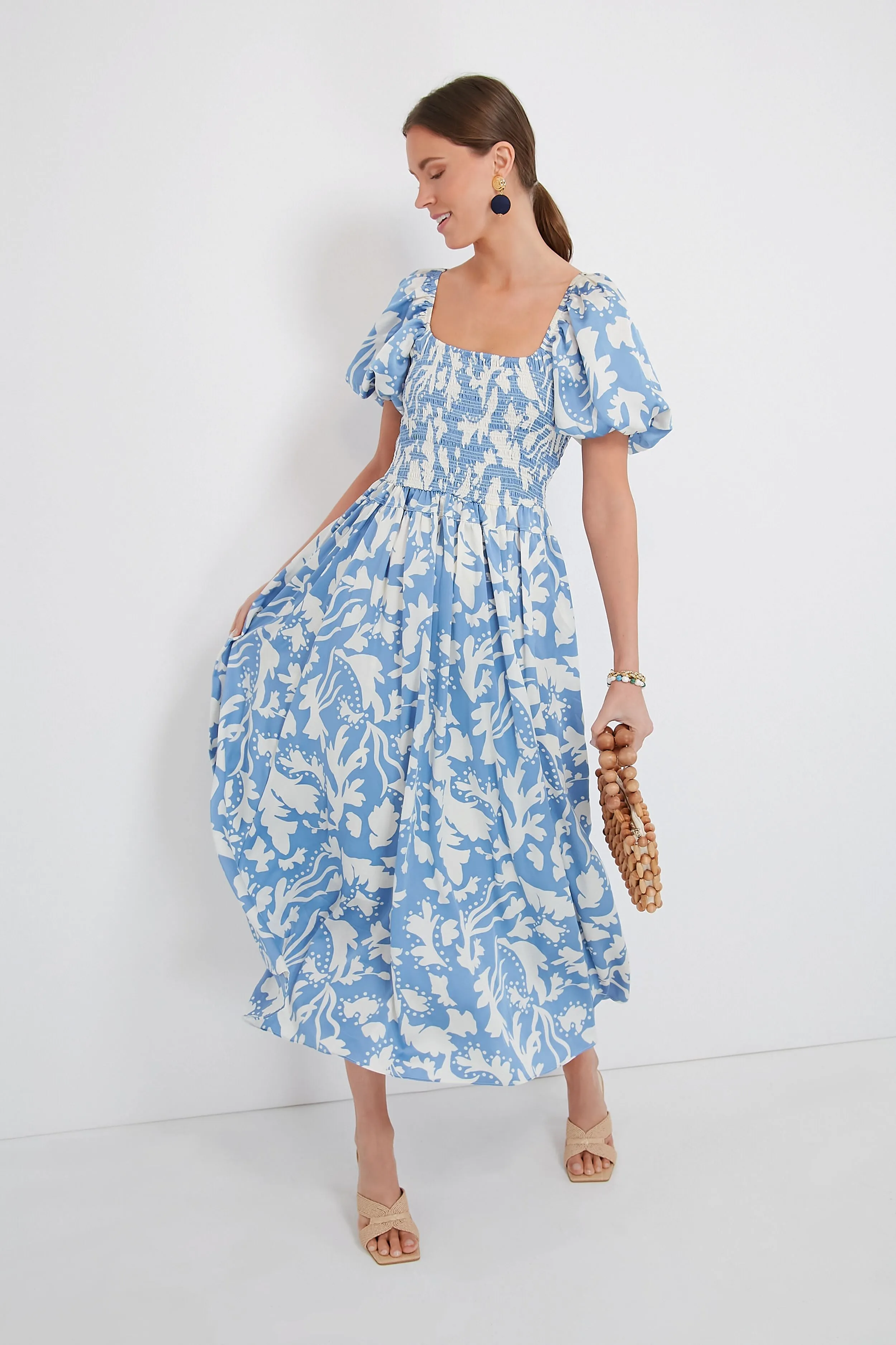 Blue Puff Sleeve Midi Dress sold by Tuckernuck product image thumbnail 2