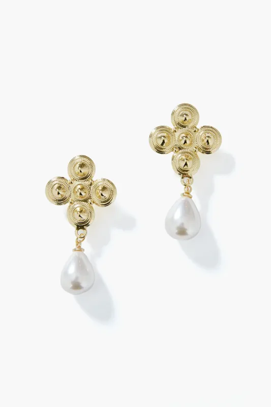 Gold and Pearl Camille Earrings made by Petit Moments