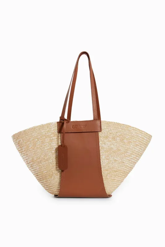 Tan Cristina Straw Tote made by Tuckernuck