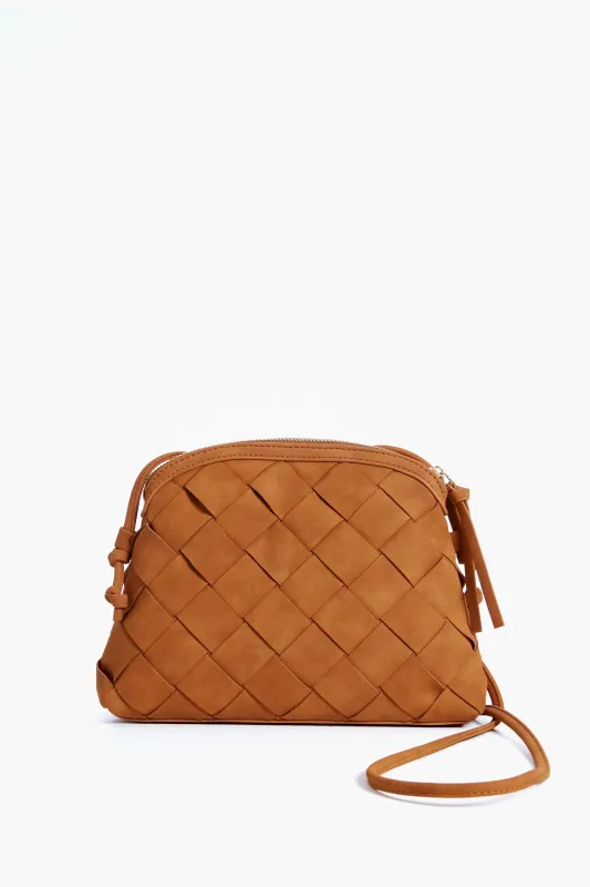 Tan Calista Woven Crossbody made by Moda Luxe