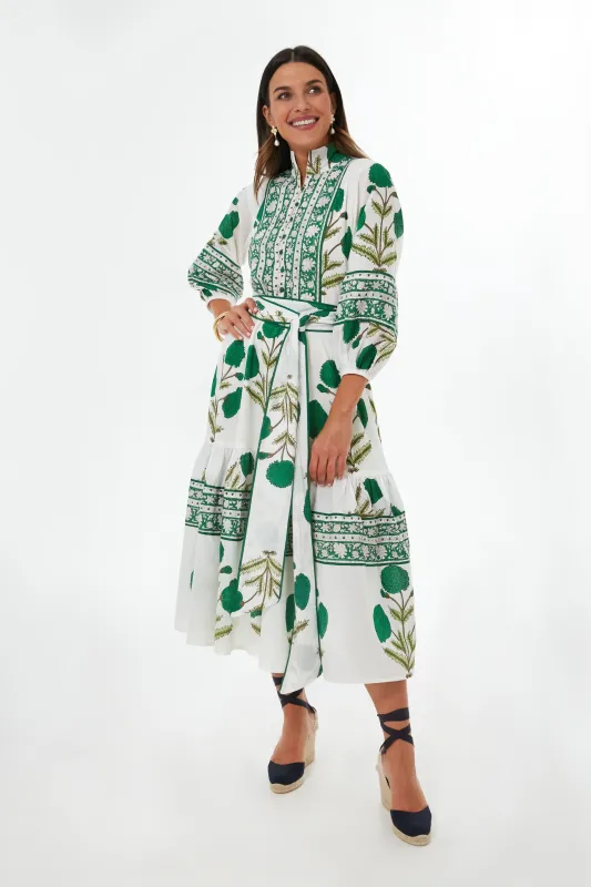 Exclusive Emerald Marigold Flounce Dress made by Tuckernuck