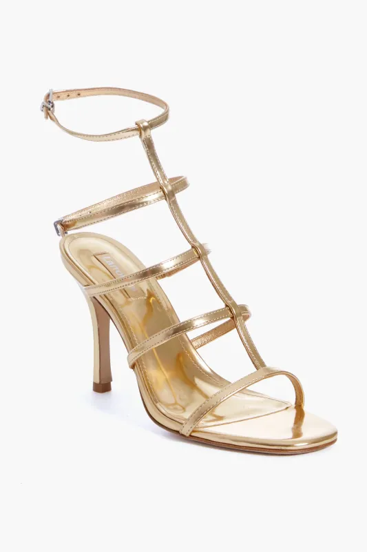 Gold Specchio Serena Sandals made by Larroude
