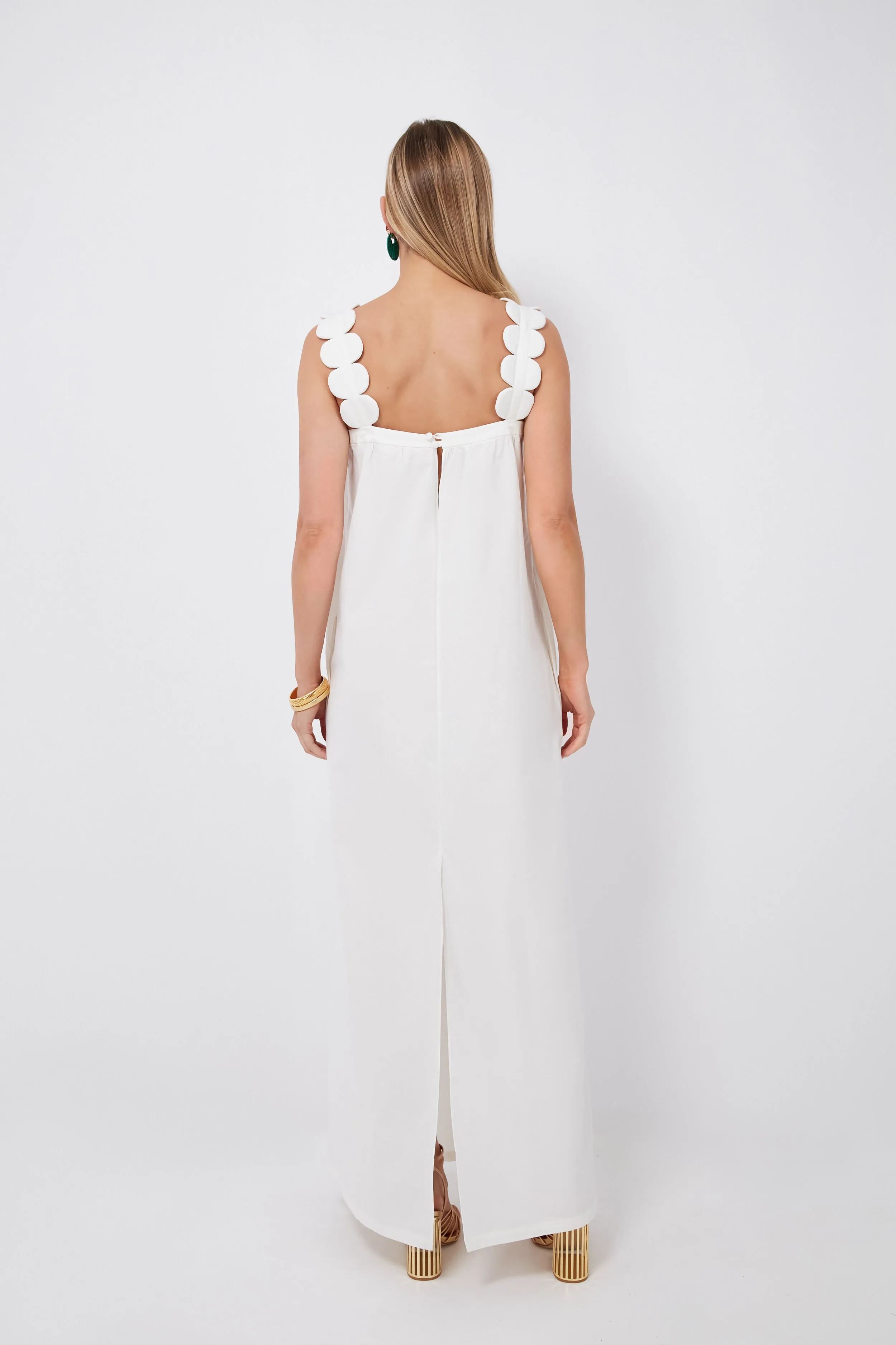 Off White Bubble Long Dress with Straps sold by Tuckernuck product image thumbnail 5