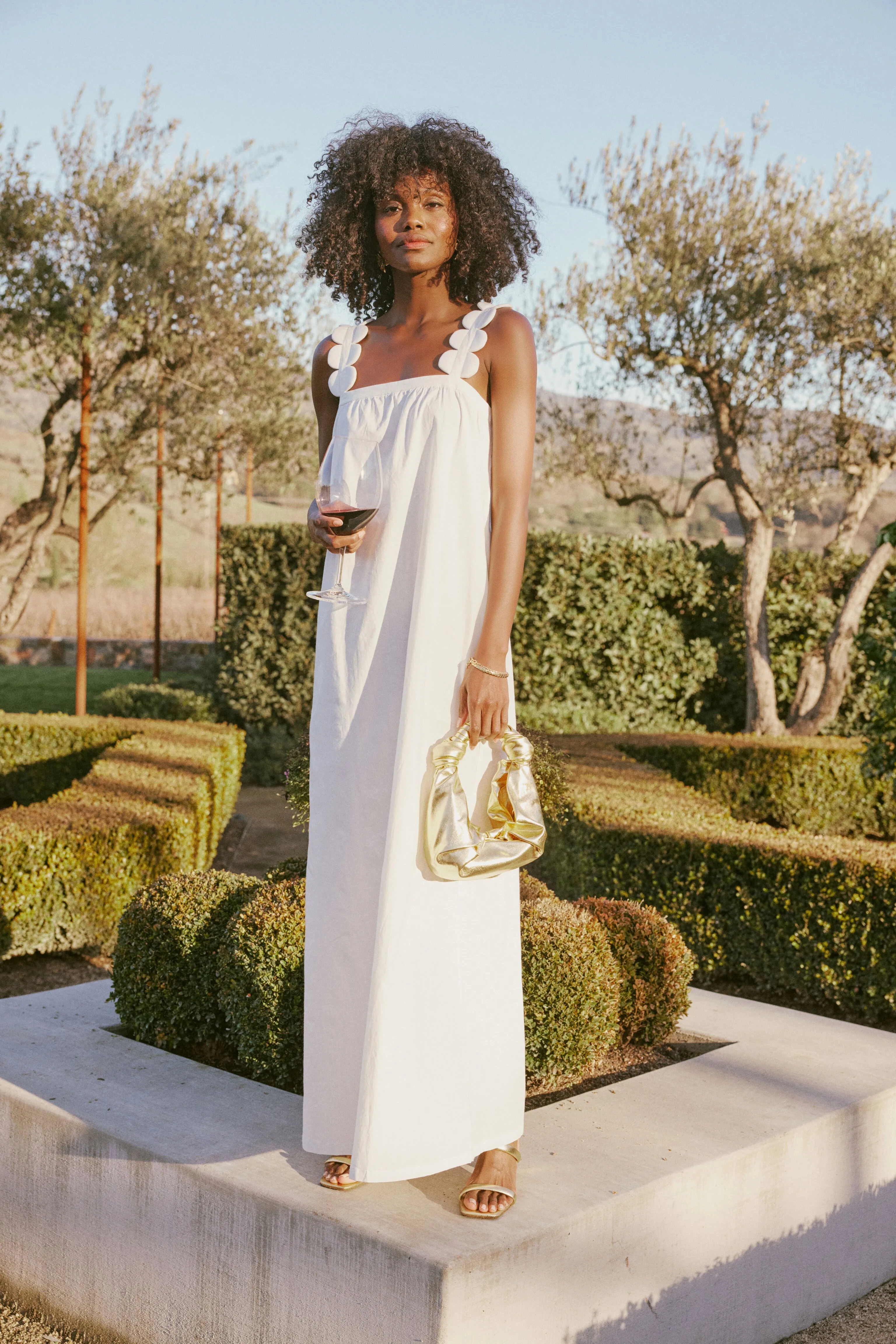 Off White Bubble Long Dress with Straps sold by Tuckernuck product image thumbnail 2