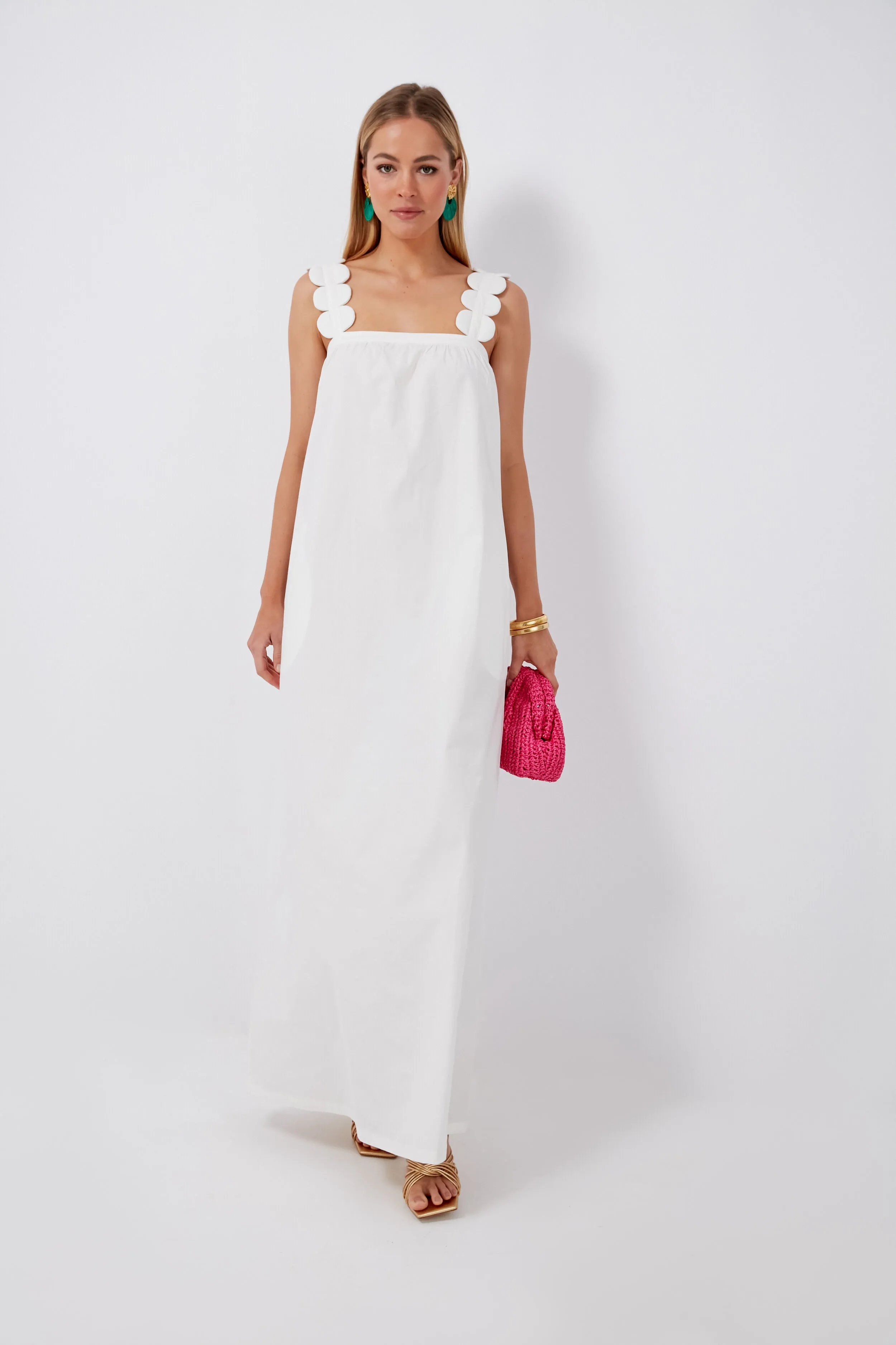 Off White Bubble Long Dress with Straps sold by Tuckernuck product image thumbnail 3