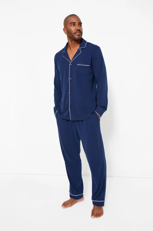 Navy Luxe Pima Pajama Set sold by Tuckernuck