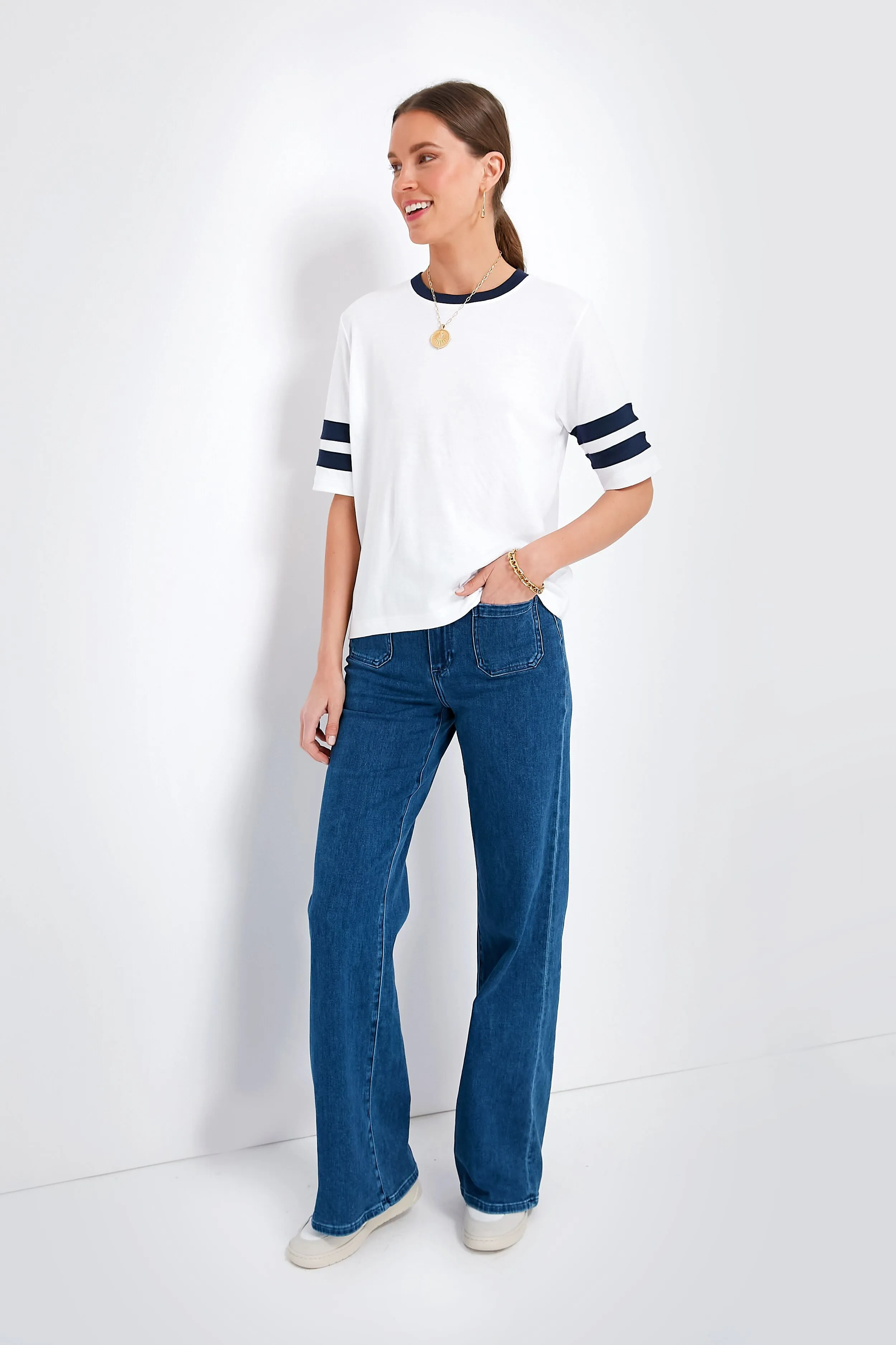 Bright White Cloud Varsity Tee sold by Tuckernuck product image thumbnail 2