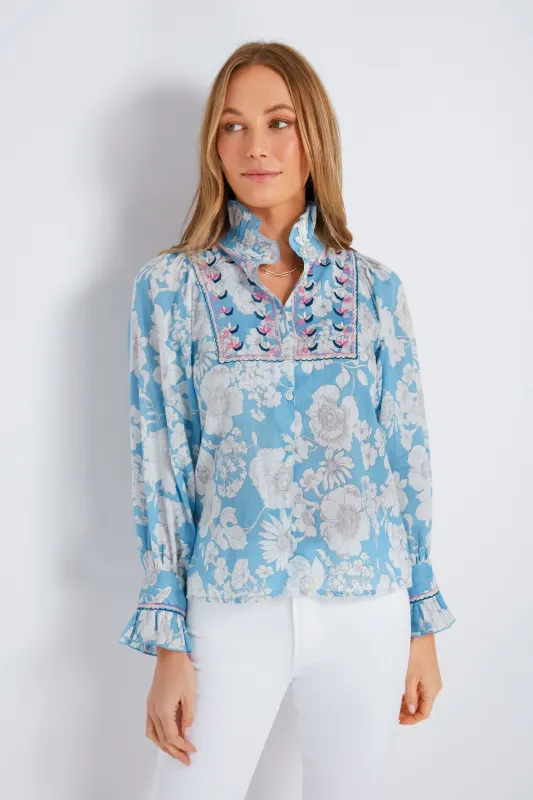 Blue Peony Blouse sold by Tuckernuck