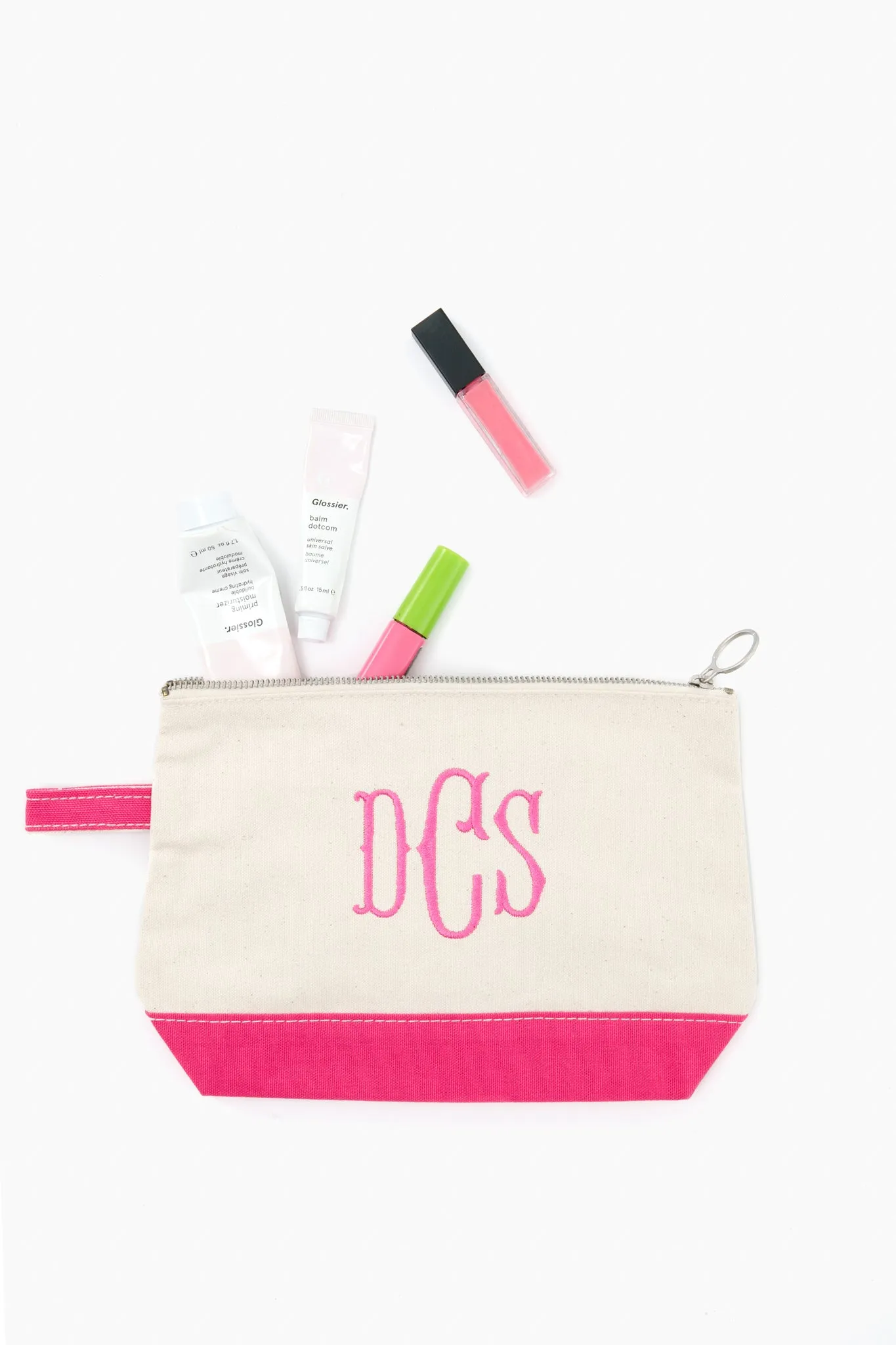 Pink Monogrammed Canvas Make-Up Bag sold by Tuckernuck