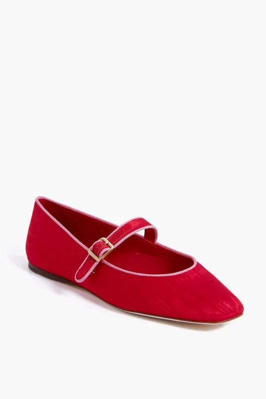 Red Moire Ginger Mary Jane Flat made by Loeffler Randall