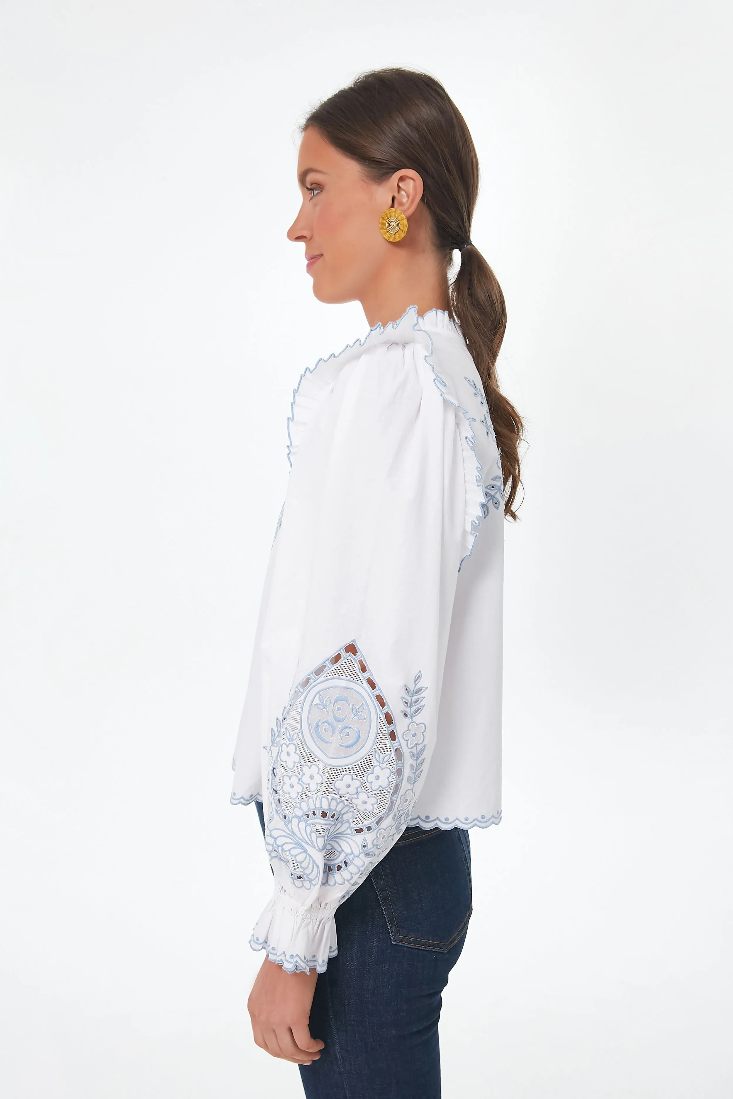 White With Blue Bernice Top sold by Tuckernuck product image thumbnail 3