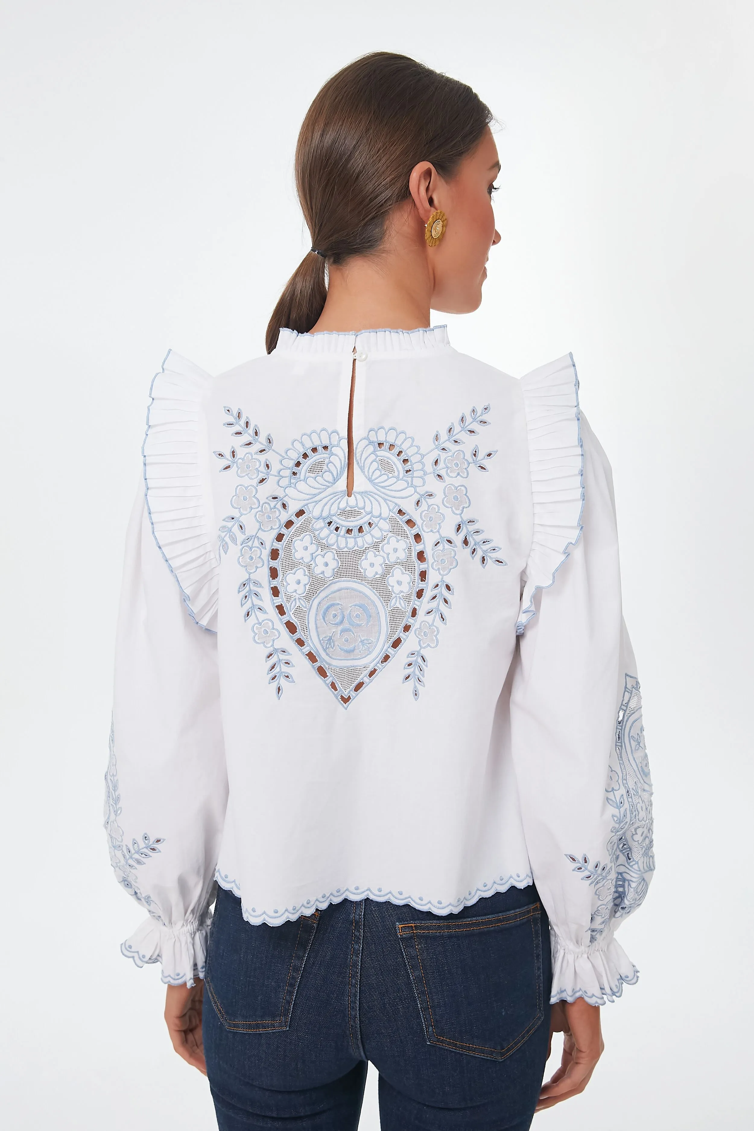 White With Blue Bernice Top sold by Tuckernuck product image thumbnail 4