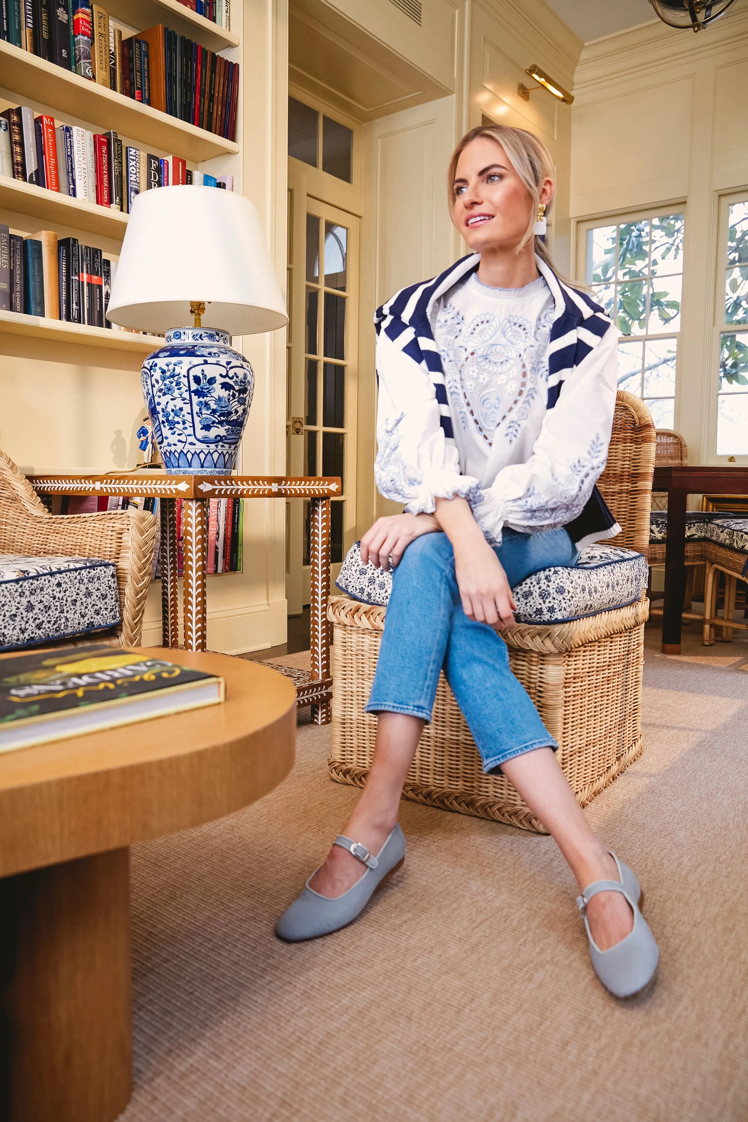 White With Blue Bernice Top sold by Tuckernuck product image thumbnail 2