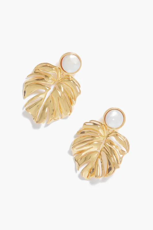 Lux Palm Pearl Earrings made by Mignonne Gavigan