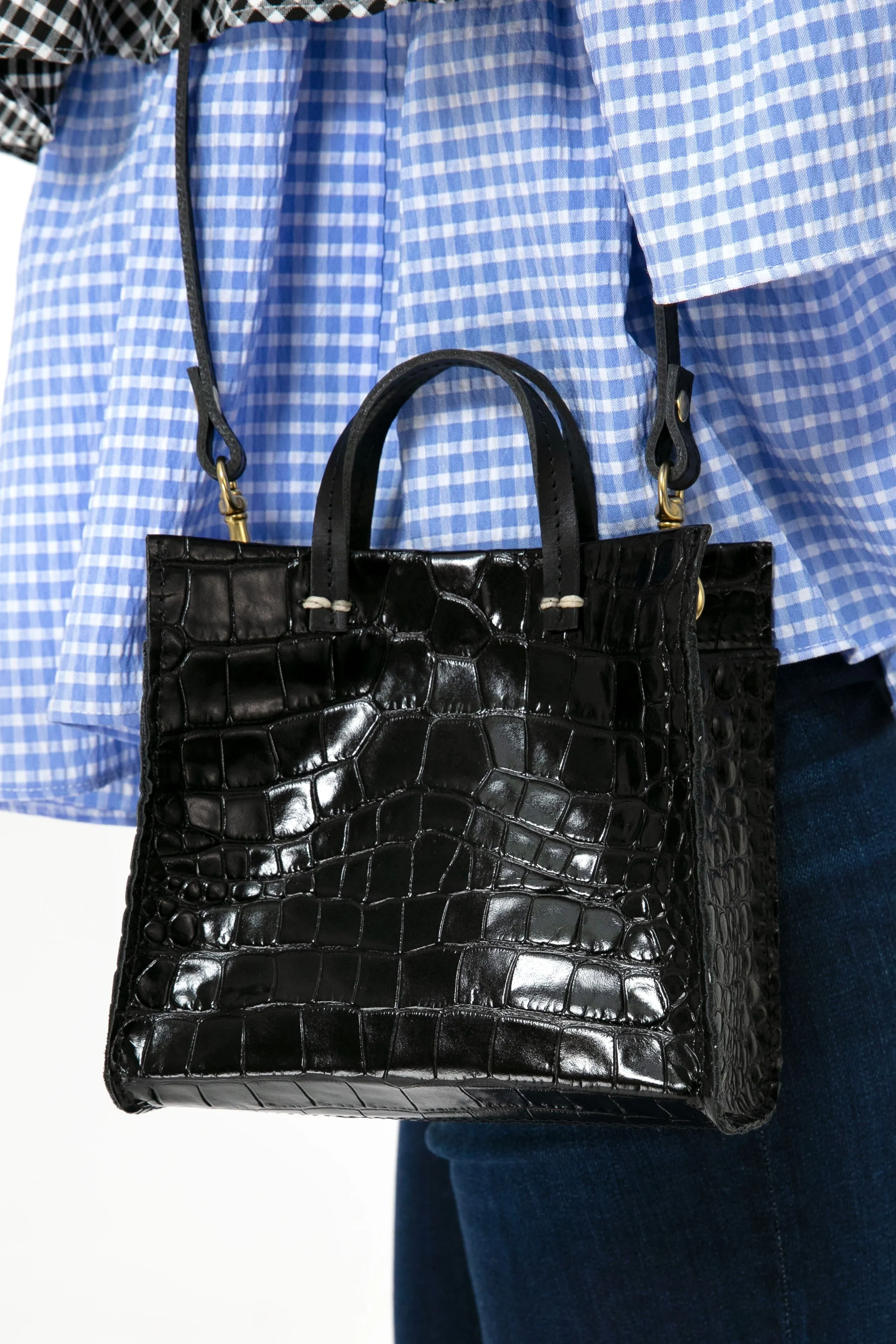 Black Croco Simple Tote Bebe sold by Tuckernuck product image thumbnail 2