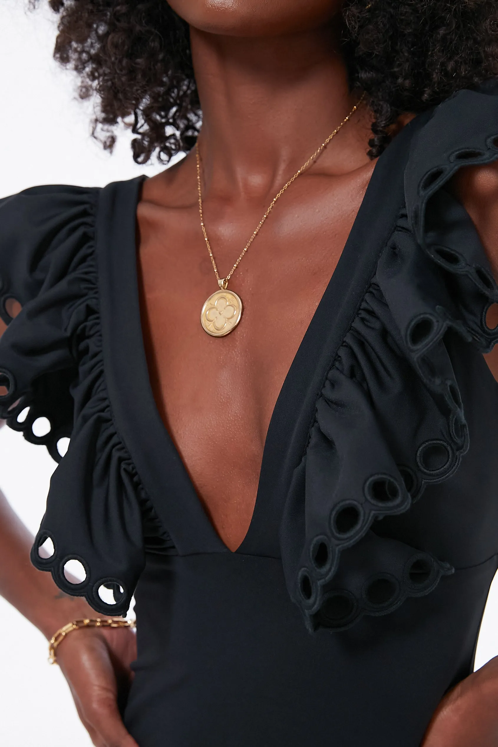 Black Siena Ruffle Scallop One Piece sold by Tuckernuck product image thumbnail 5