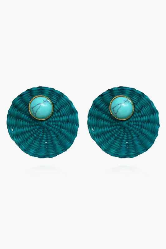 Blue Green Iraca Turquoise Studs sold by Tuckernuck
