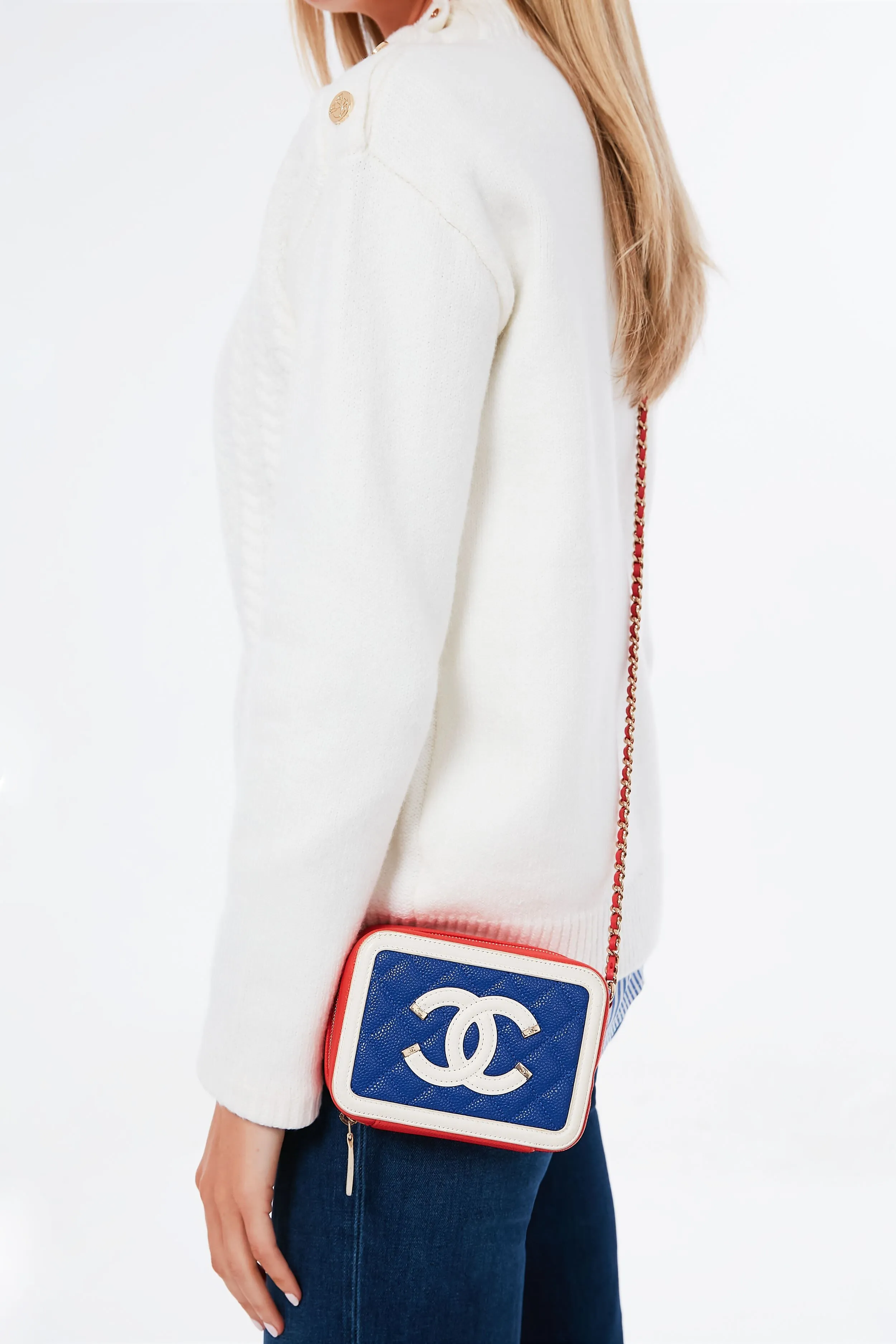 CHANEL Blue CC Filigree Caviar Crossbody sold by Tuckernuck product image thumbnail 4