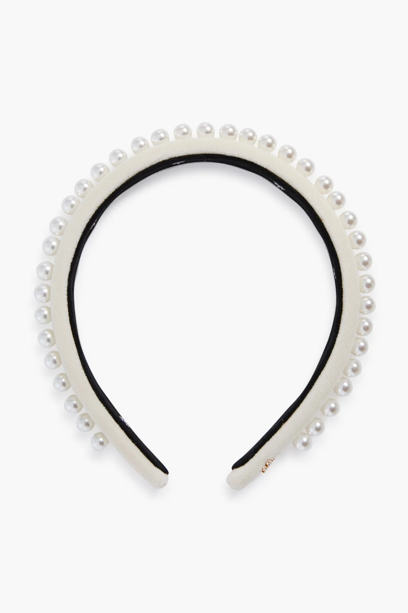 Ivory Pearl Embellished Velvet Gigi Headband sold by Tuckernuck product image thumbnail 3