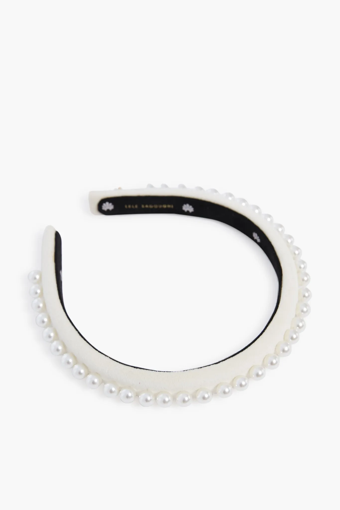 Ivory Pearl Embellished Velvet Gigi Headband sold by Tuckernuck