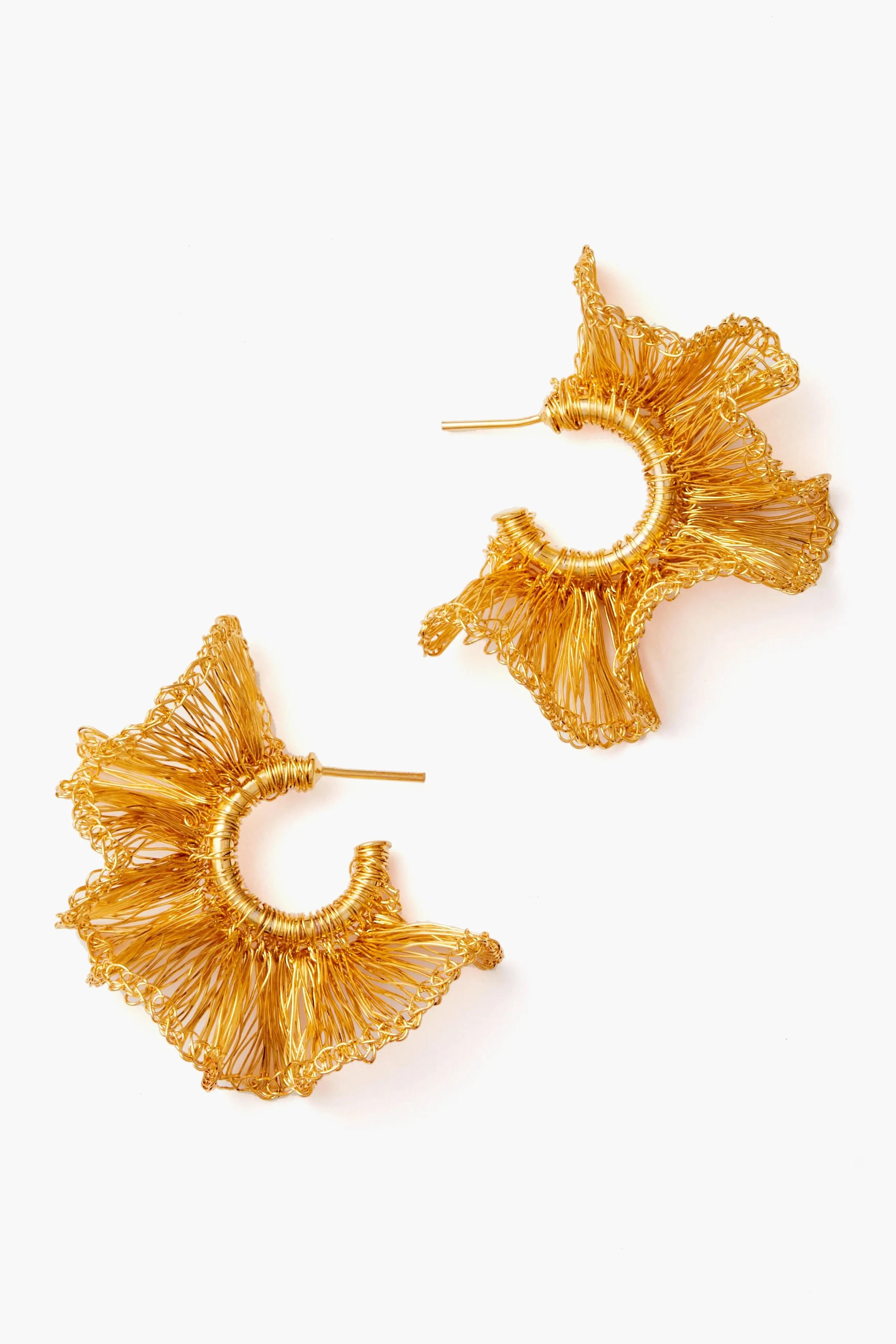 Small Hand Crochet Gold Ruffled Hoops sold by Tuckernuck