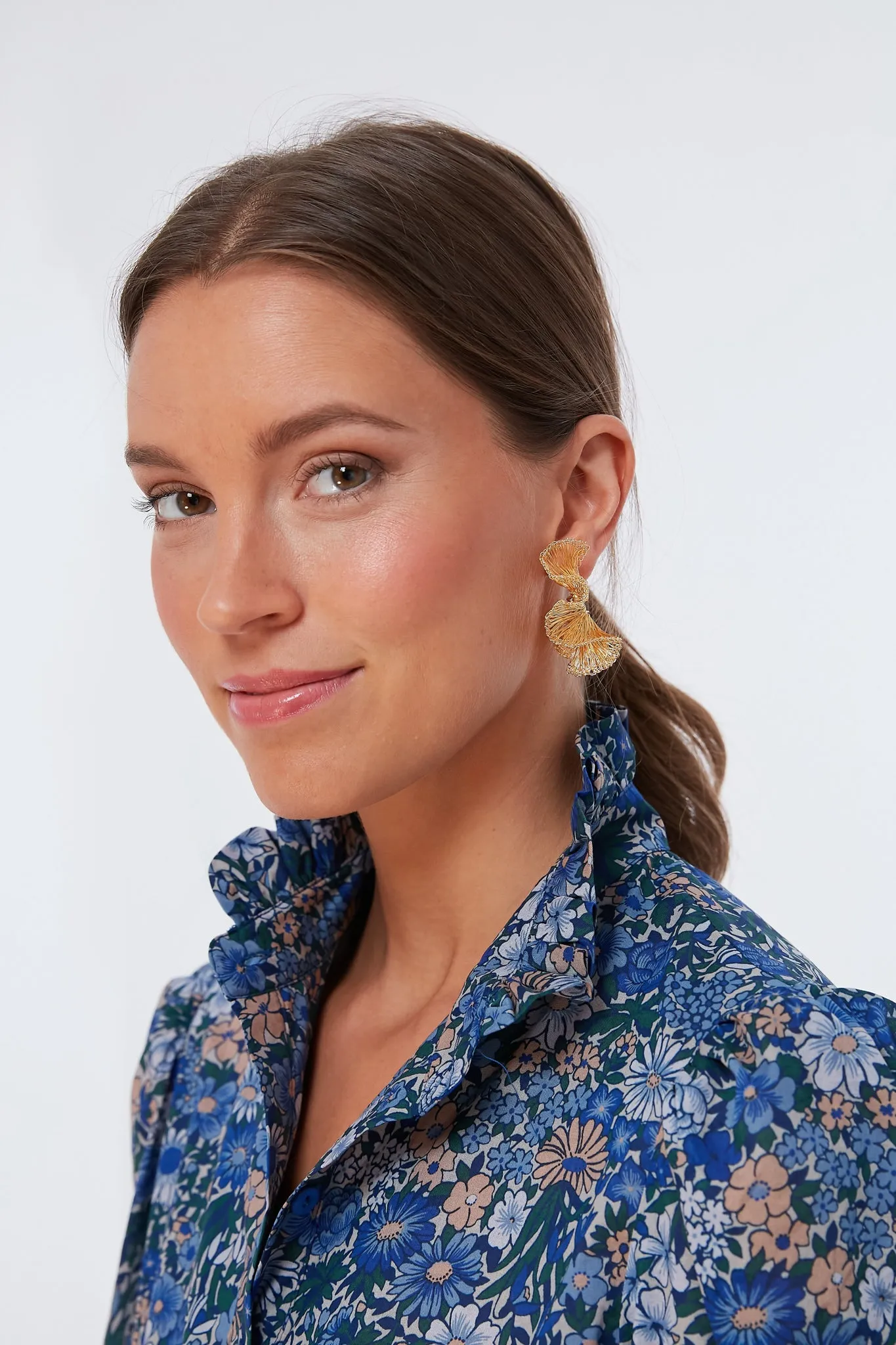 Small Hand Crochet Gold Ruffled Hoops sold by Tuckernuck product image thumbnail 2