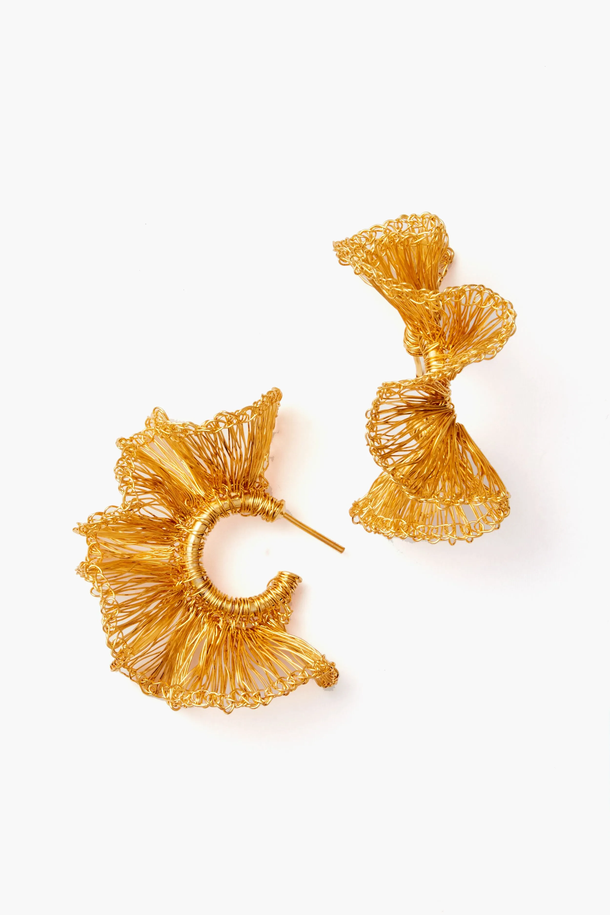 Small Hand Crochet Gold Ruffled Hoops sold by Tuckernuck product image thumbnail 3