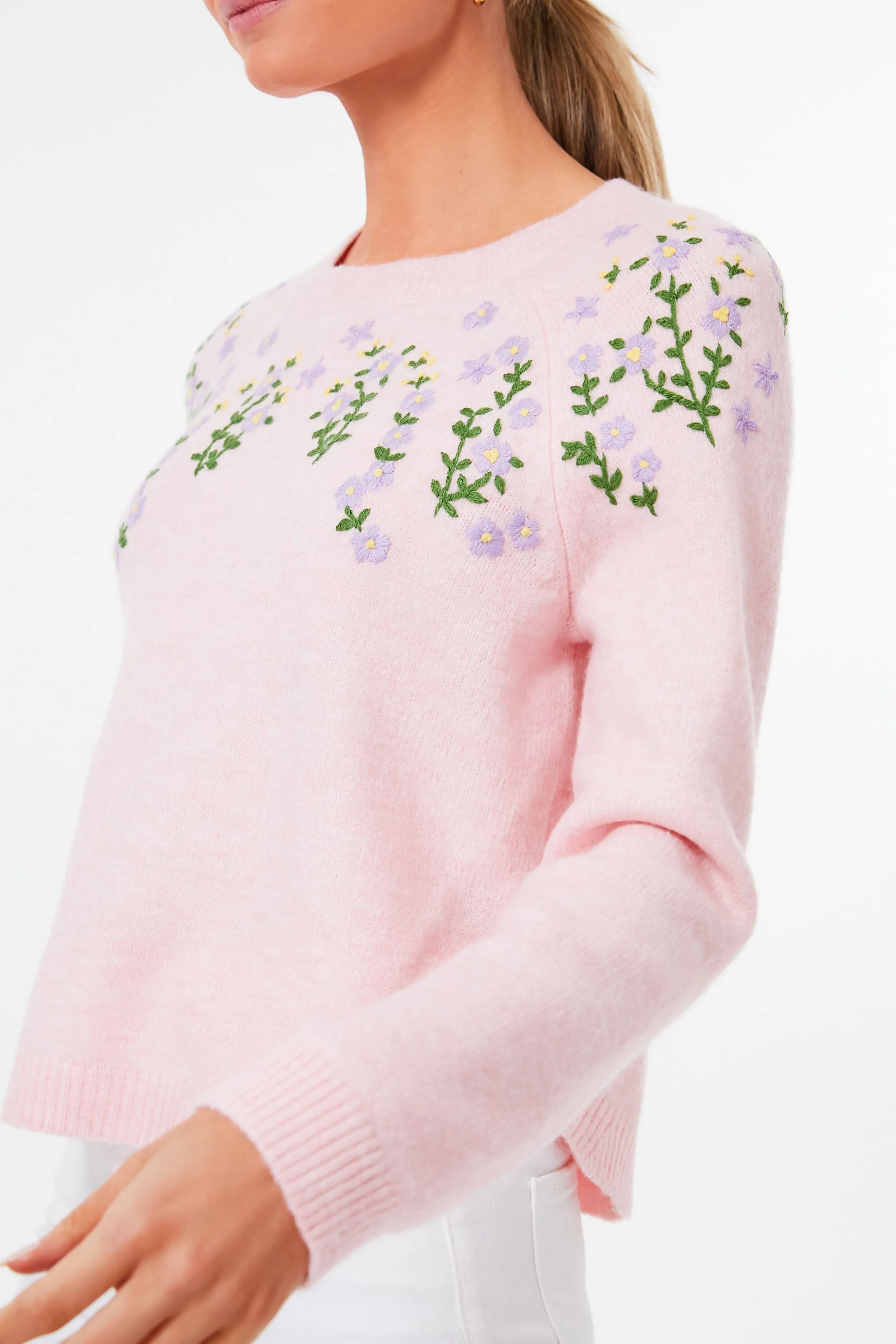 Pink Floral Embroidered Lilah Sweater sold by Tuckernuck product image thumbnail 5