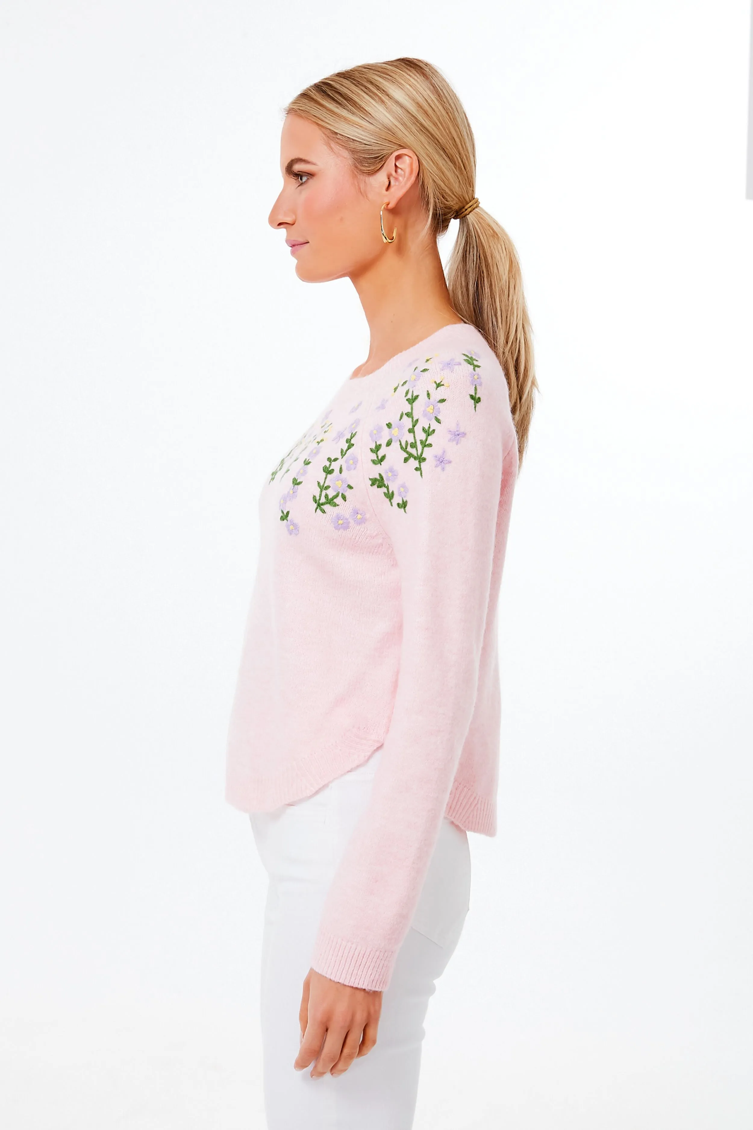 Pink Floral Embroidered Lilah Sweater sold by Tuckernuck product image thumbnail 3