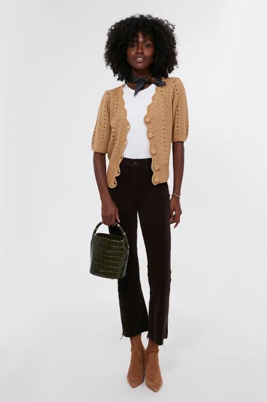 Tan Short Sleeve Alice Cardigan made by Hyacinth House