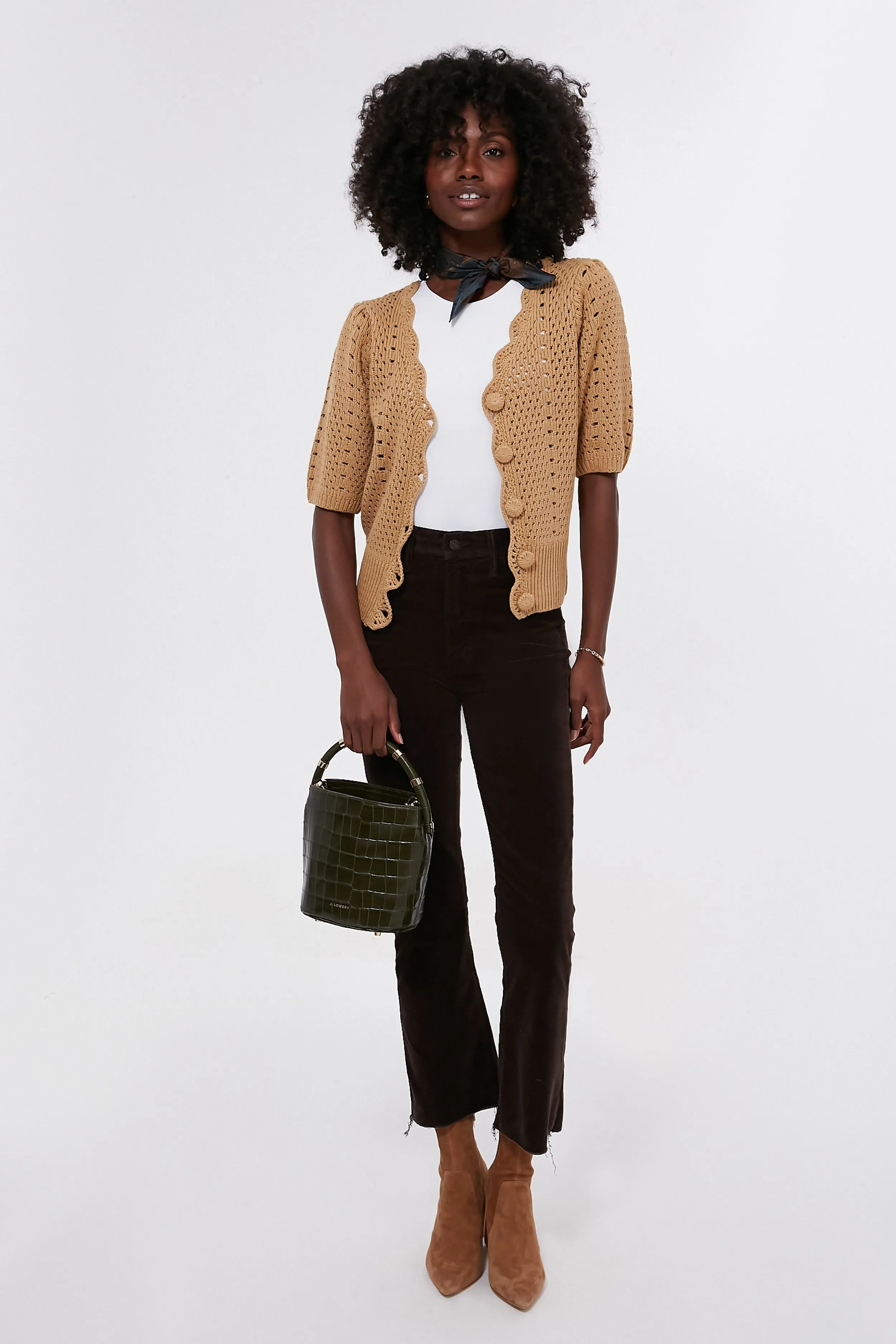 Tan Short Sleeve Alice Cardigan sold by Tuckernuck