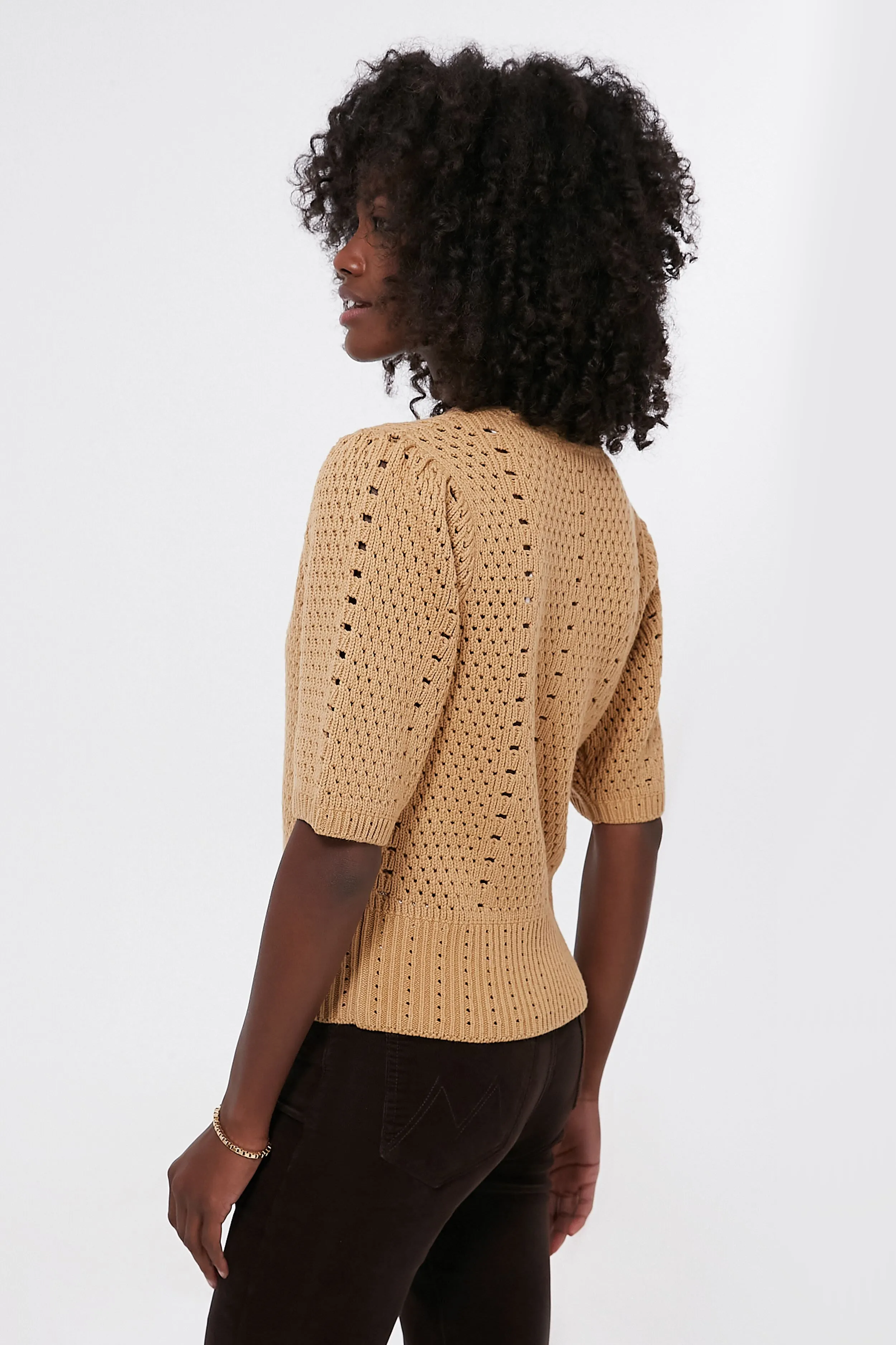 Tan Short Sleeve Alice Cardigan sold by Tuckernuck product image thumbnail 3