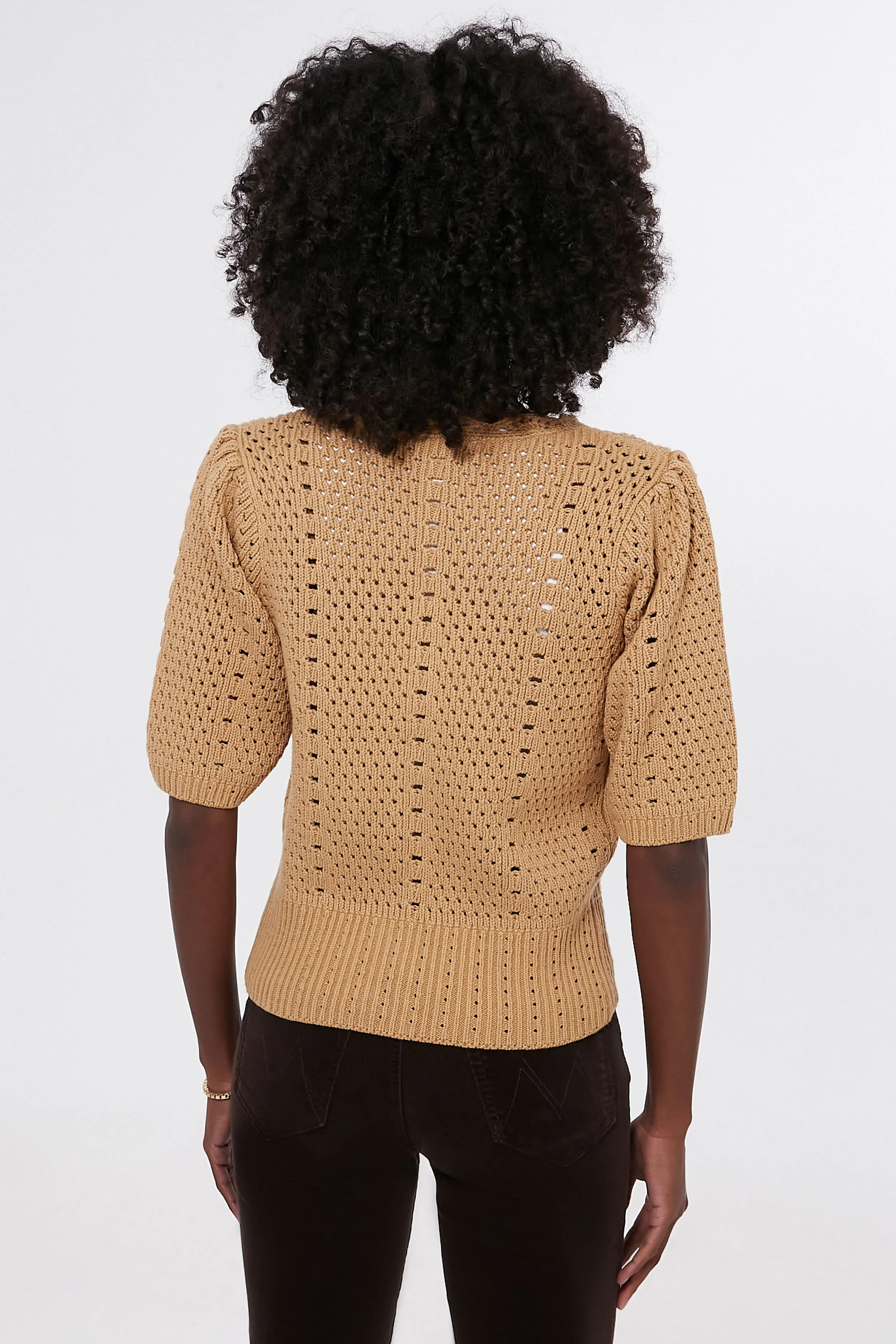 Tan Short Sleeve Alice Cardigan sold by Tuckernuck product image thumbnail 4